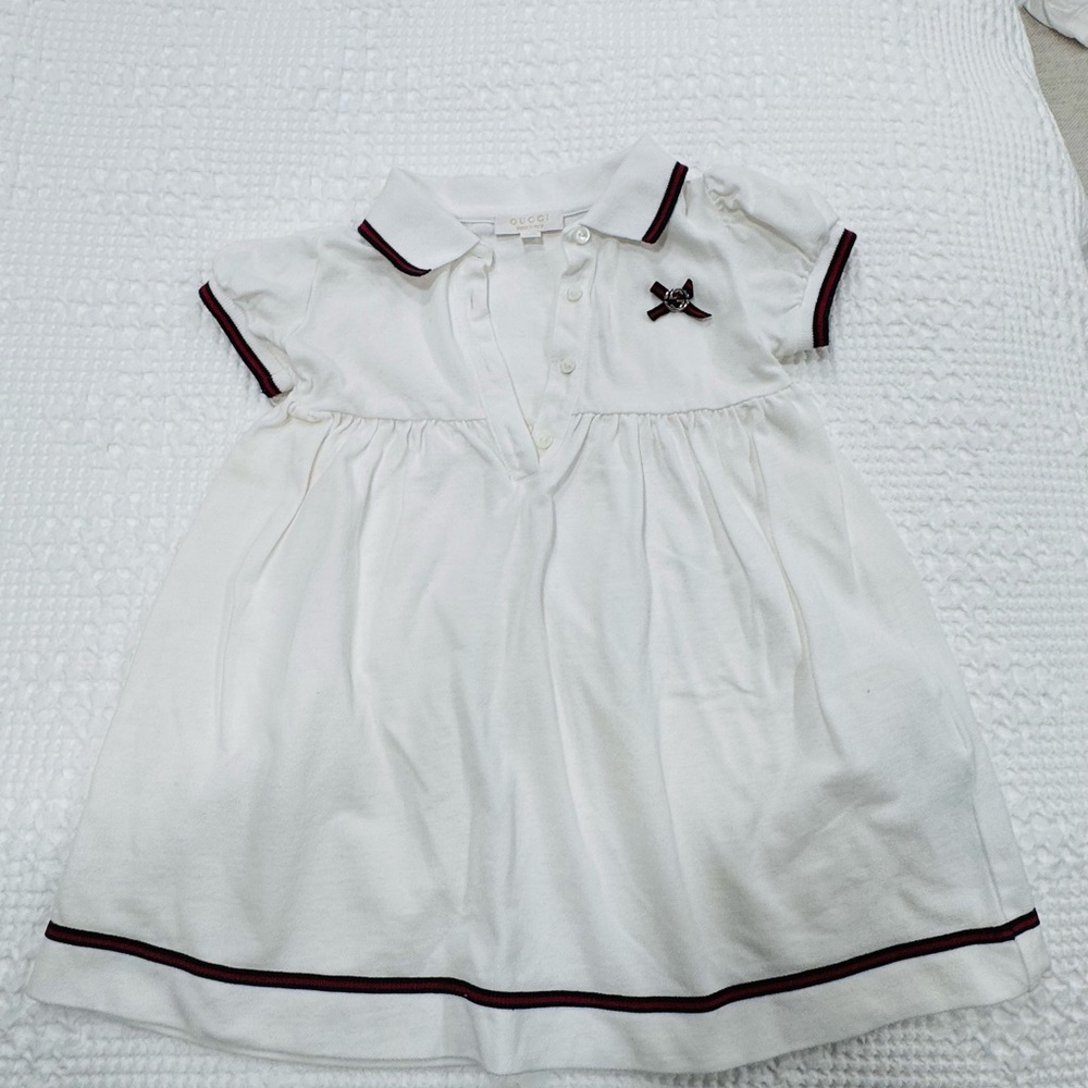 Gucci Dress, White Gucci Dress with Bow Accent, baby girl Gucci dress